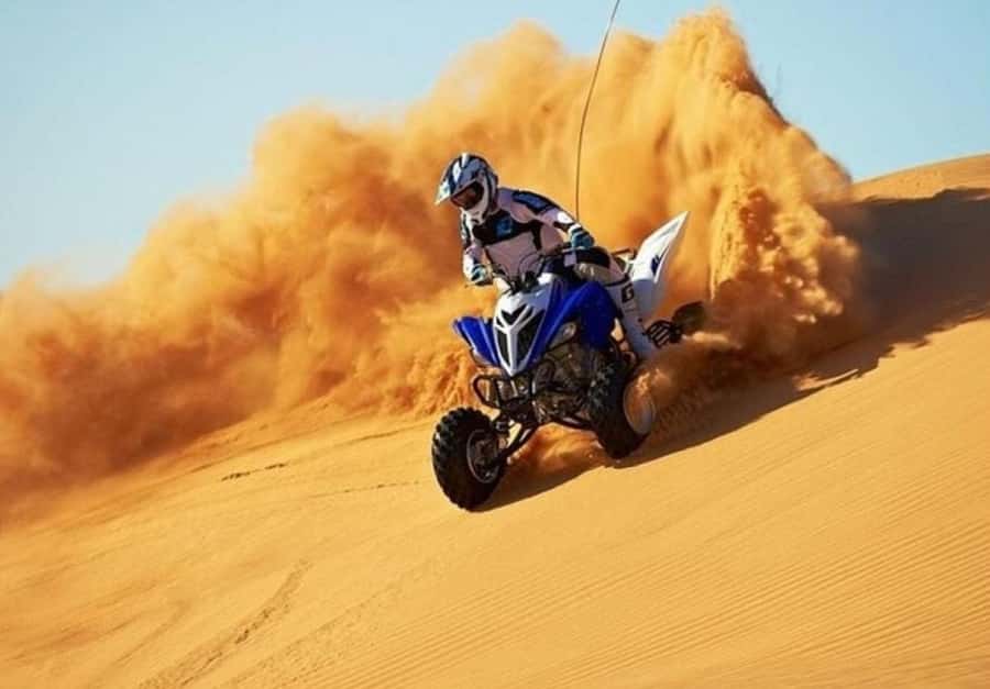 Doha:ATV,Quad or Buggy Dune Bashing,CamelRide & Sandboarding - The Quick Tea and Camel Ride Break at Mesaieed Camp