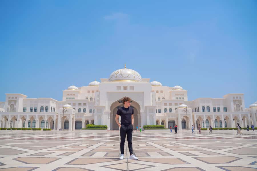 Dubai: Abu Dhabi Grand Mosque, Palace, and Heritage Village - Abu Dhabi Corniche pass-by: waterfront calm and fast landmark context