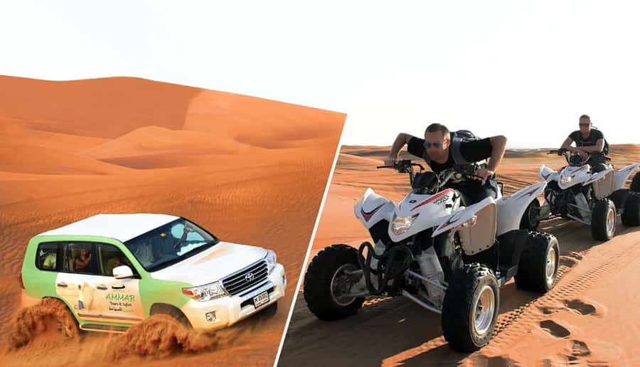 Dubai: Desert Safari, Quad Bike, Camel Ride and Sandboarding - Camel riding and sunset photo stops on the red dunes