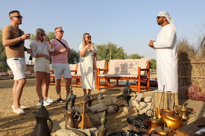 Dubai Evening Heritage Safari by Vintage G Class Al Marmoom Oasis - Falcons, Arabic Attire Makeover, and Desert Entertainment
