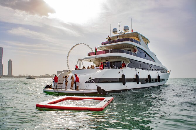 Dubai Harbour Super Yacht Experience with gourmet & Drinks - The skyline itinerary: Ain Dubai and Bluewaters from the water