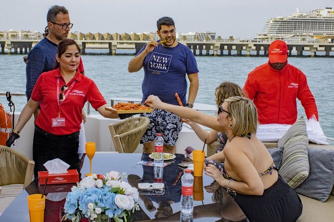 Dubai Harbour Super Yacht Experience with gourmet & Drinks - Weather-dependent views of Atlantis and Burj Al Arab