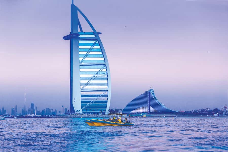 Dubai Marina: Guided Sightseeing Tour by Speedboat - Burj Al Arab from the water: the viewpoint you came for
