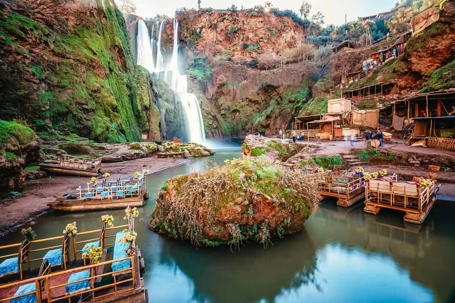 From Marrakech: Ouzoud Waterfalls Guided Hike and Boat Trip - First look at Ouzoud: 110m of power and a lot of angles