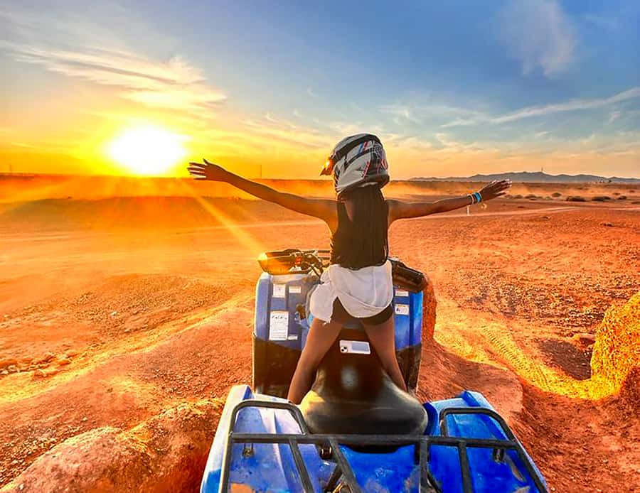 Marrakech Quad Bike Experience: Desert and Palmeraie - Entering the rocky Jbilets Desert on a quad bike