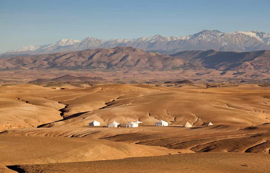 Marrakesh: Desert & Mountain Tour with Camel Ride & Lunch - Agafay Desert Camp: Rocky Terrain, Camel Ride, and Mint Tea